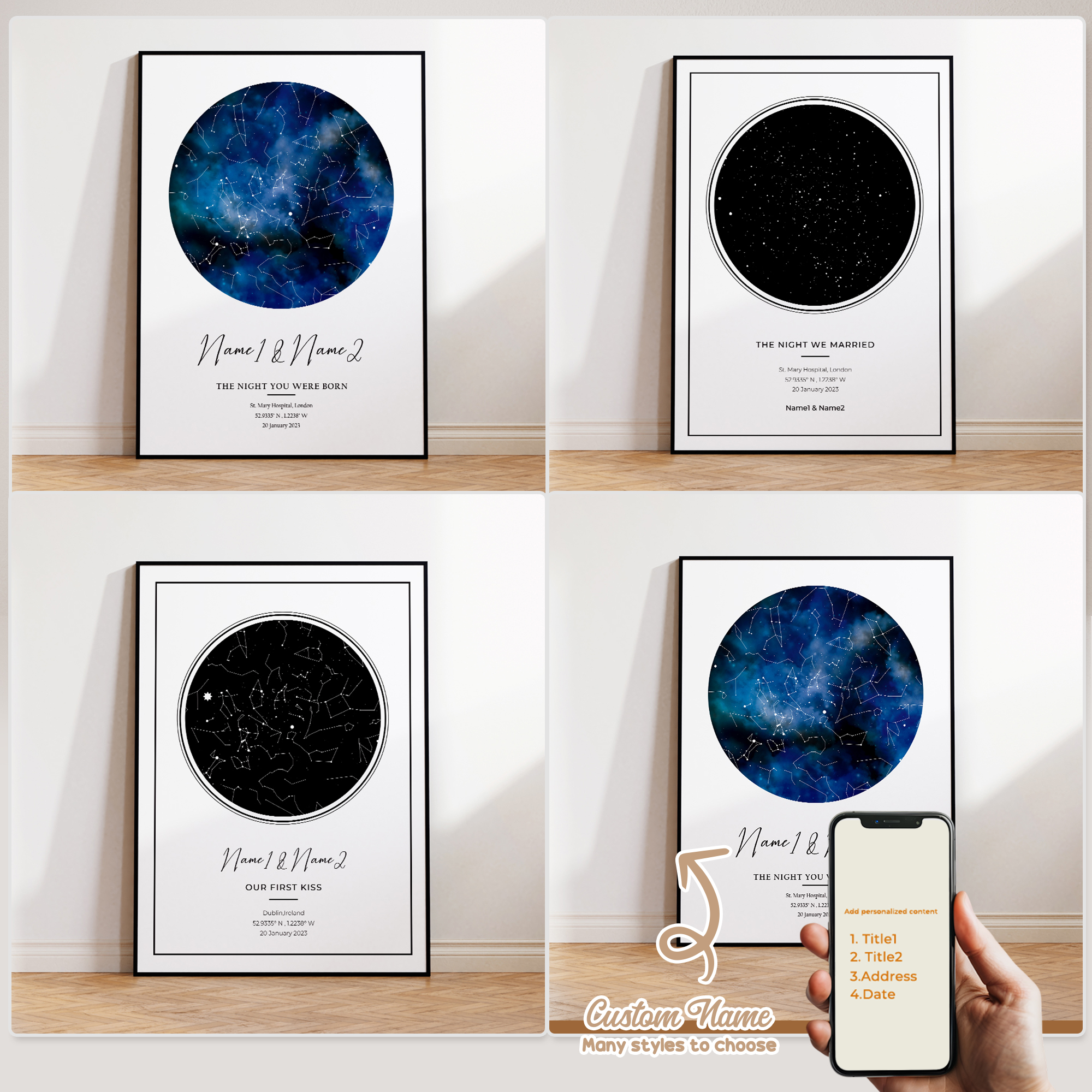 Sustainable Living Products - Modern Custom Personalized Night Sky Star