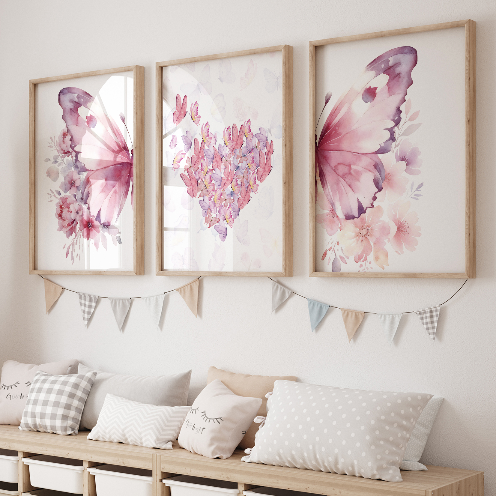Sustainable Living Products - 3pcs Cartoon Children Pink Love Butterfly